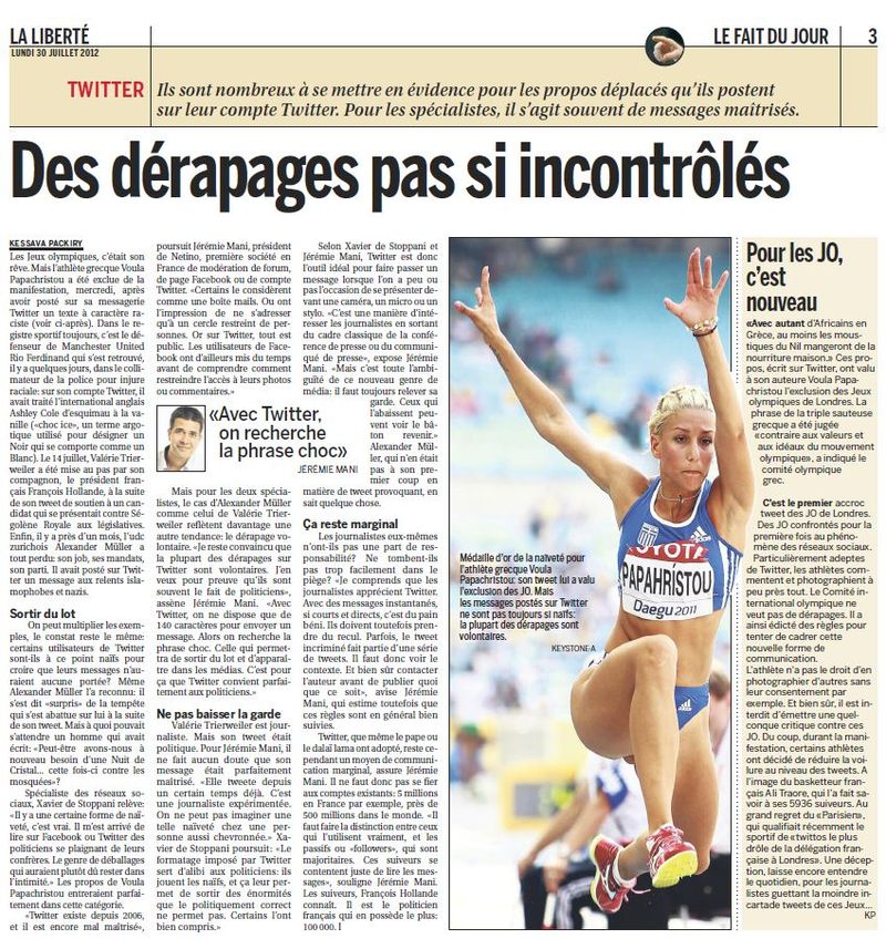 Article La Liberté : Des dérapages pas si incontrôlés