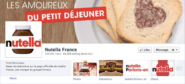 Page Facebook Nutella France